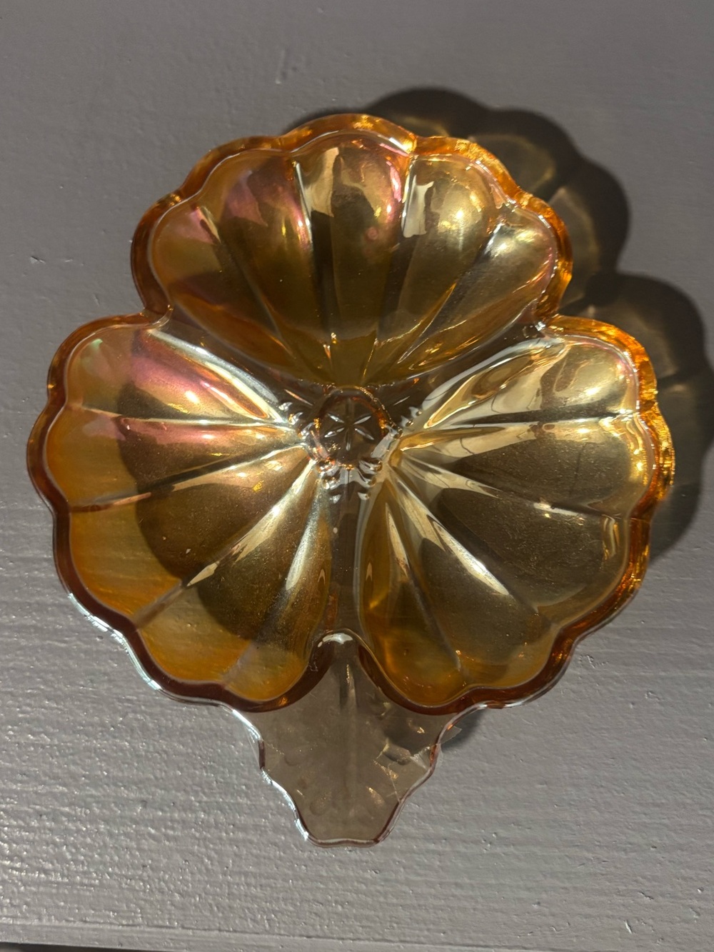 Carnival Glass Amber Decorative Lead Dish - Home Accents